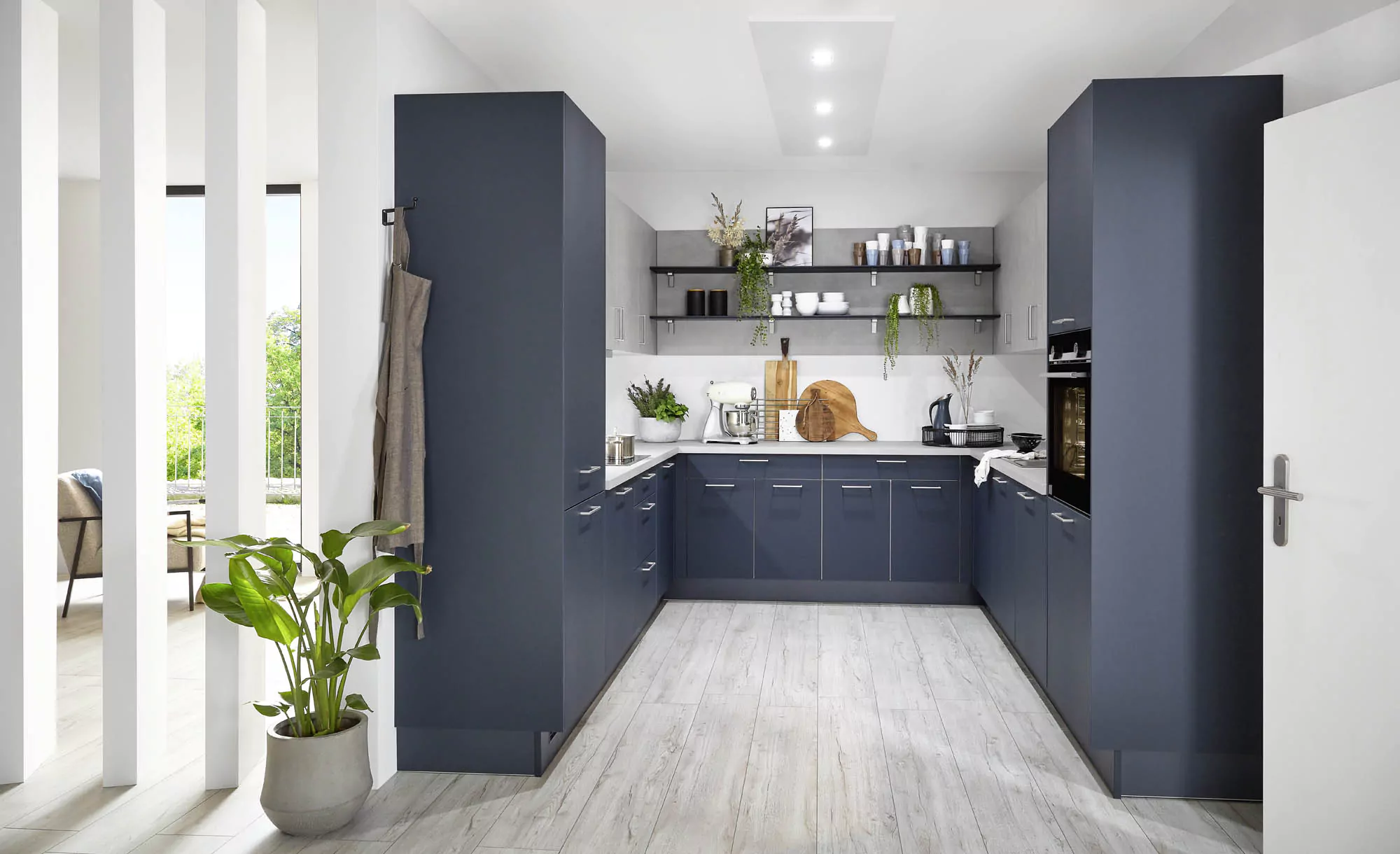 küche in grau-blau